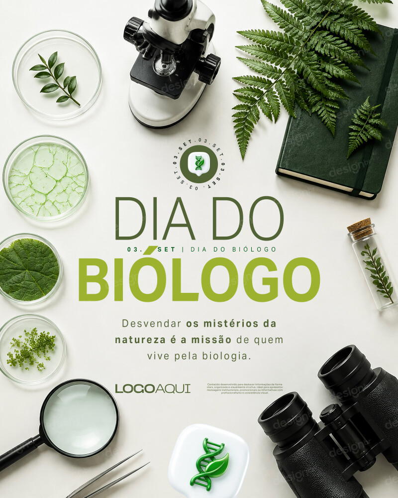 Dia do Biólogo 03 de Setembro Social Media Flyer PSD Editável Dia do Biólogo 03 de Setembro Social Media Flyer PSD Editável - Social Media - Dia Biólogo; Biologia; Ciência Vida; Nature...