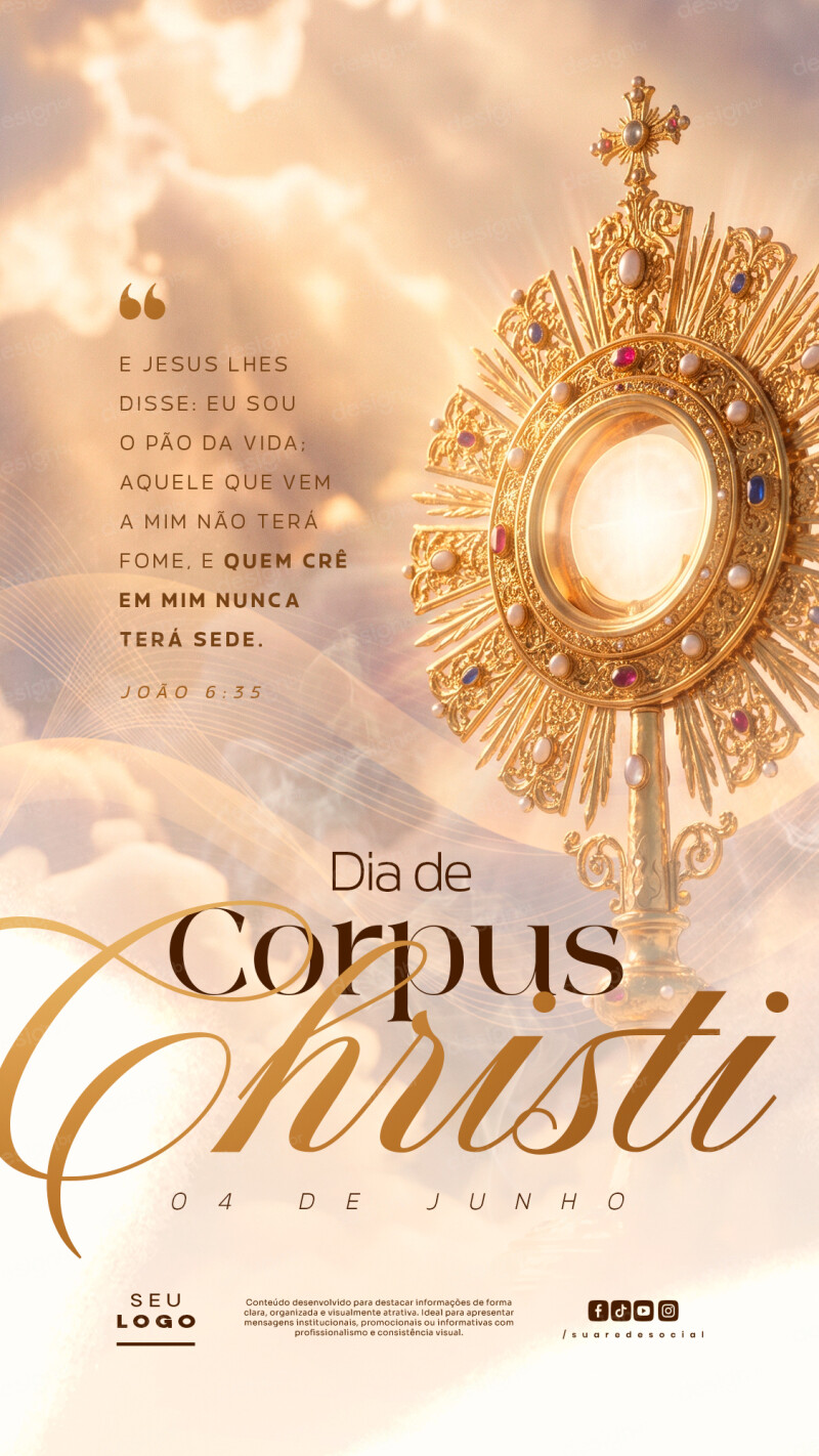 Dia de Corpus Christi 04 de Junho Story Social Media PSD Editável Dia de Corpus Christi 04 de Junho Story Social Media PSD Editável - Social Media - Corpus Christi; Eucaristia; Igreja Cató...