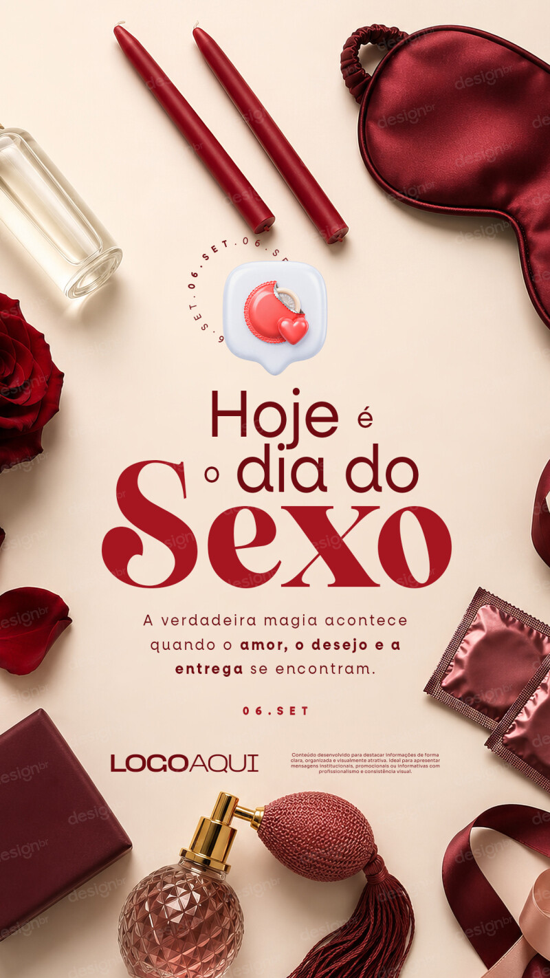 Story Dia do Sexo 06 de Setembro Social Media PSD Editável Story Dia do Sexo 06 de Setembro Social Media PSD Editável - Social Media - Dia Sexo; Prazer; Intimidade; Liberdade Sexual...