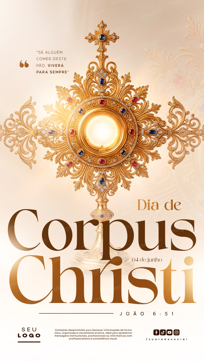 Dia de Corpus Christi 04 de Junho Story Social Media PSD Editável Dia de Corpus Christi 04 de Junho Story Social Media PSD Editável - Social Media - Corpus Christi; Eucaristia; Igreja Cató...