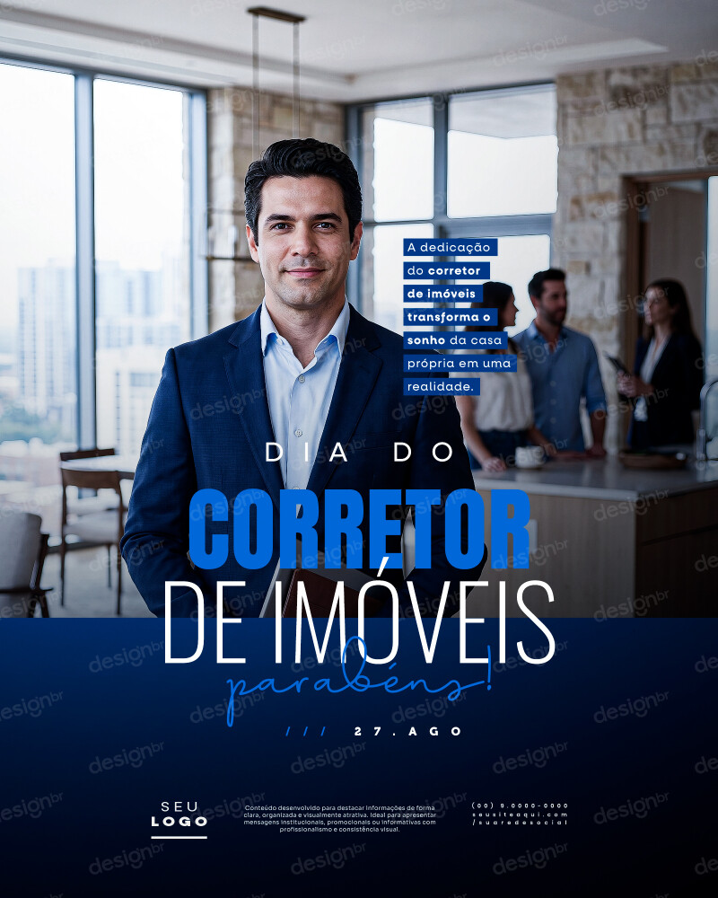 Dia do Corretor de Imóveis 27 de Agosto Social Media PSD Editável Dia do Corretor de Imóveis 27 de Agosto Social Media PSD Editável - Social Media - Corretor Imóveis; Corretor; Trabalho Im...