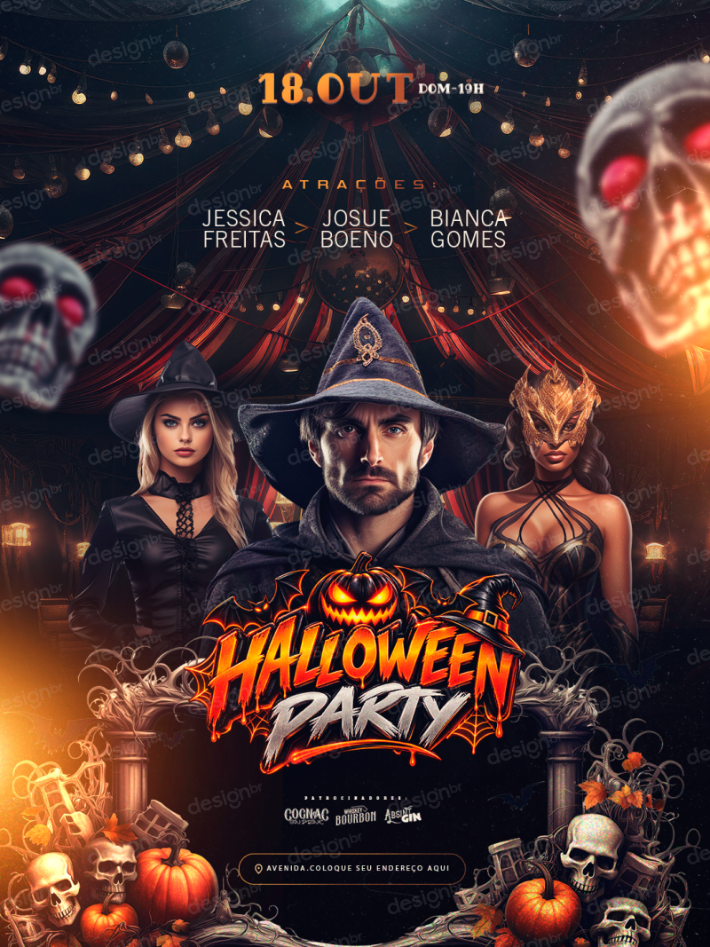 Flyer Evento Halloween Party PSD Editável Flyer Evento Halloween Party PSD Editável - Flyers - Flyer; Halloween; Eventos; Artista; Festa; Flye...
