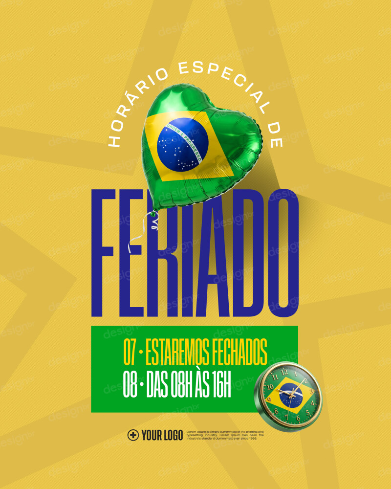Aviso Horário de Feriado Nacional Social Media PSD Editável Aviso Horário de Feriado Nacional Social Media PSD Editável - Social Media - Comunicado; Aviso; Independencia Brasil; Feri...