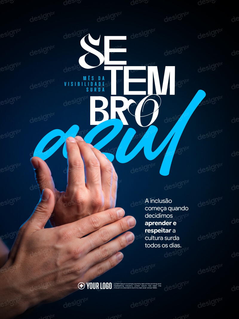 Setembro Azul Mês Conscientização e Luta Pelos Direitos da Comunidade Surda PSD Editável Setembro Azul Mês Conscientização e Luta Pelos Direitos da Comunidade Surda PSD Editável - Social Media - Setembro Azul; I...