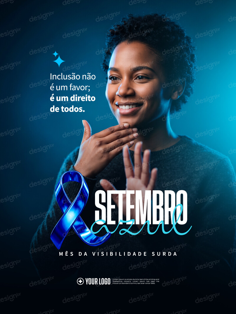 Setembro Azul Mês Conscientização e Luta Pelos Direitos da Comunidade Surda PSD Editável Setembro Azul Mês Conscientização e Luta Pelos Direitos da Comunidade Surda PSD Editável - Social Media - Setembro Azul; I...
