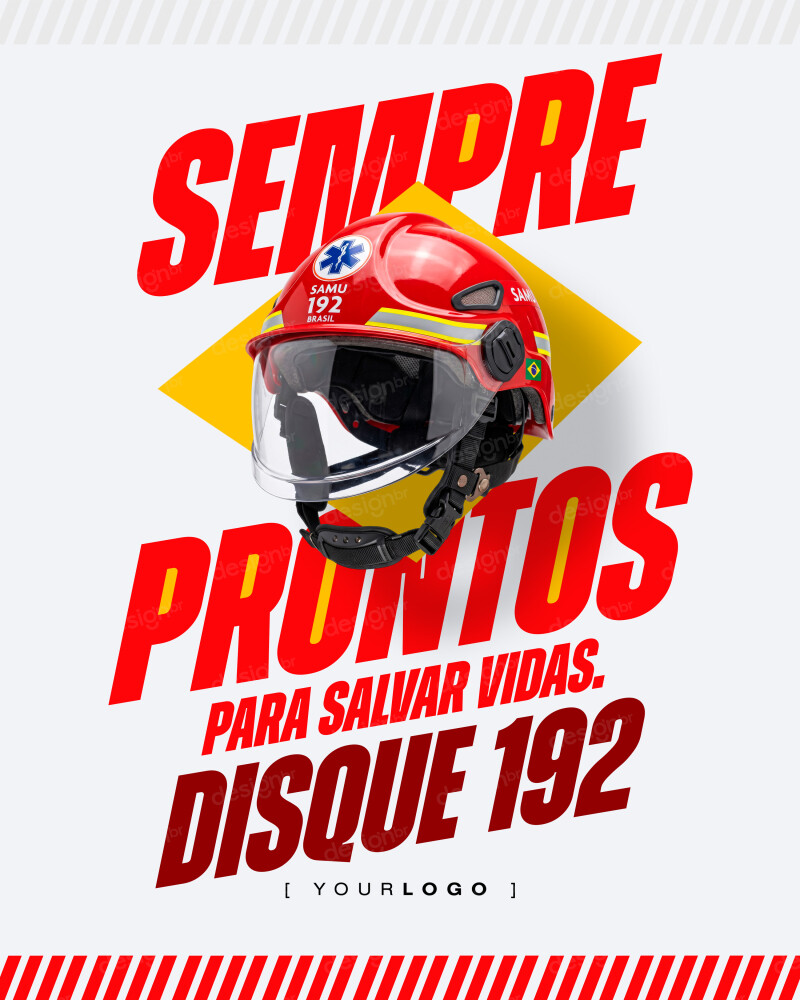 Post de Homenagem e Alerta Sempre Prontos SAMU PSD Editável Post de Homenagem e Alerta Sempre Prontos SAMU PSD Editável - Social Media - Samu; Emergência; Atendimento Urgência; Prime...