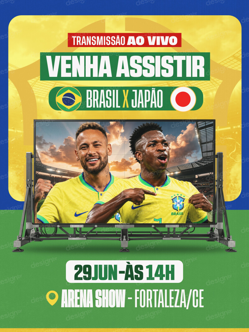 Flyer Evento Transmissão ao Vivo Copa do Mundo Brasil x Japão PSD Editável Flyer Evento Transmissão ao Vivo Copa do Mundo Brasil x Japão PSD Editável - Flyers - Copa Mundo; Brasil; Futebol; Seleção...