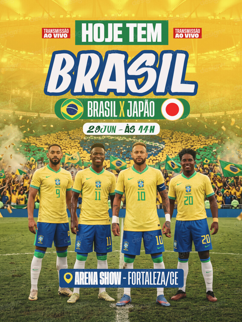 Flyer Evento Transmissão ao Vivo Copa do Mundo Brasil x Japão PSD Editável Flyer Evento Transmissão ao Vivo Copa do Mundo Brasil x Japão PSD Editável - Flyers - Copa Mundo; Brasil; Futebol; Seleçã...