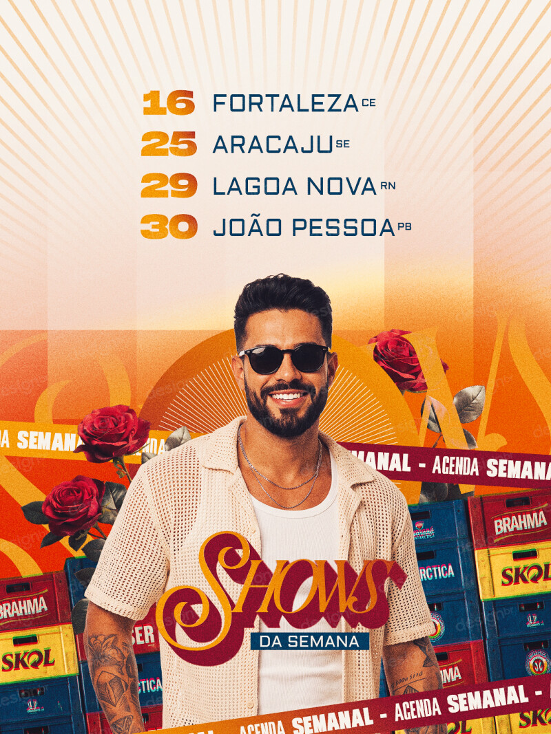 Shows Agenda Artista Arte Festiva Musical PSD Editável Shows Agenda Artista Arte Festiva Musical PSD Editável - Flyers - Flyer; Agenda; Evento; Agenda Semanal; Artista;...