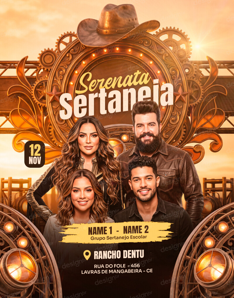 Flyer Evento Serenata Sertaneja PSD Editável Flyer Evento Serenata Sertaneja PSD Editável - Flyers - Flyer; Sertanejo; Evento; Artista; Flyer Festa;...