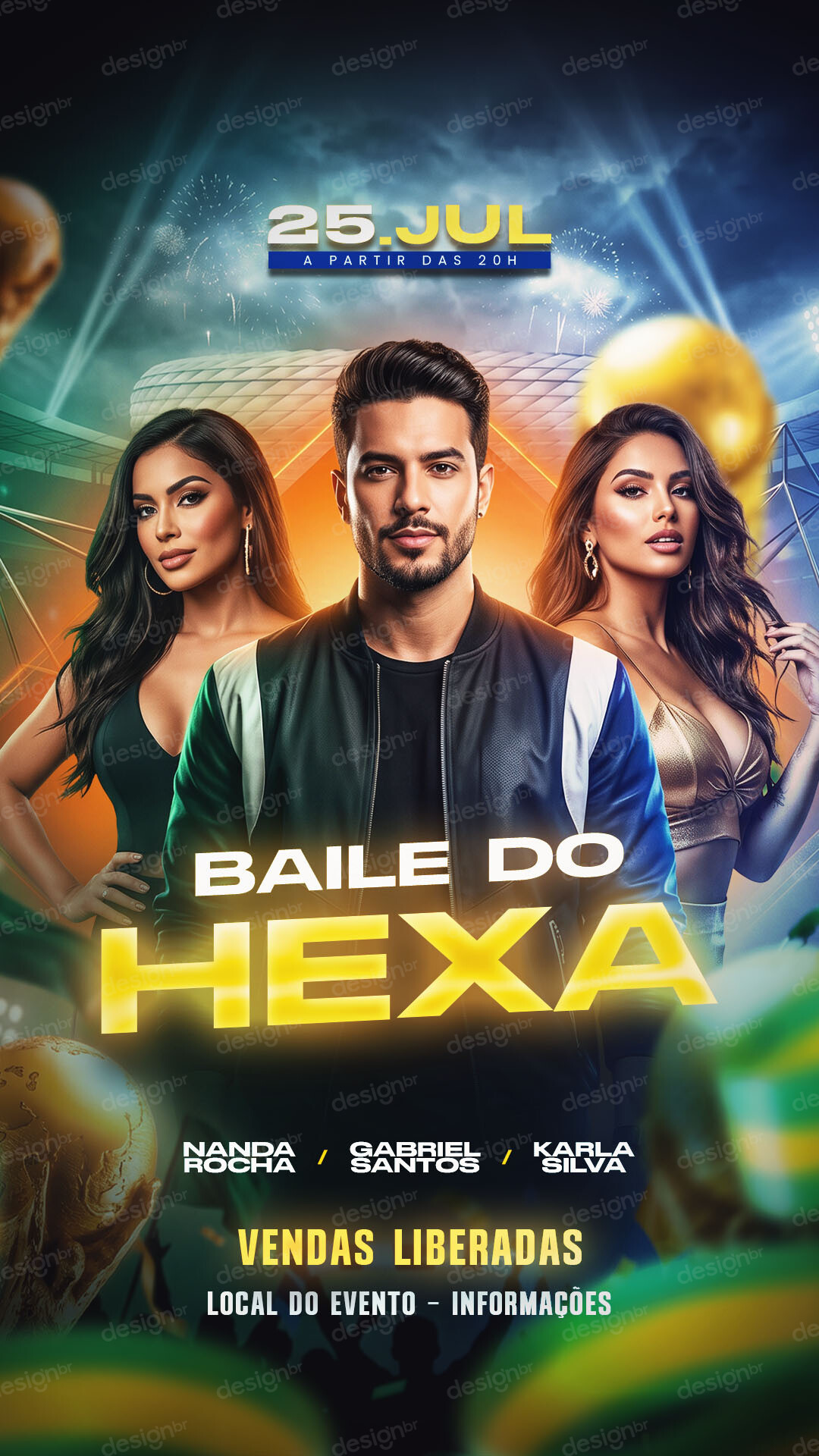 Flyer Baile do Hexa Stories PSD Editável Flyer Baile do Hexa Stories PSD Editável - Flyers - Flyer; Futebol; Copa; Hexa; Brasil; Evento; PSD