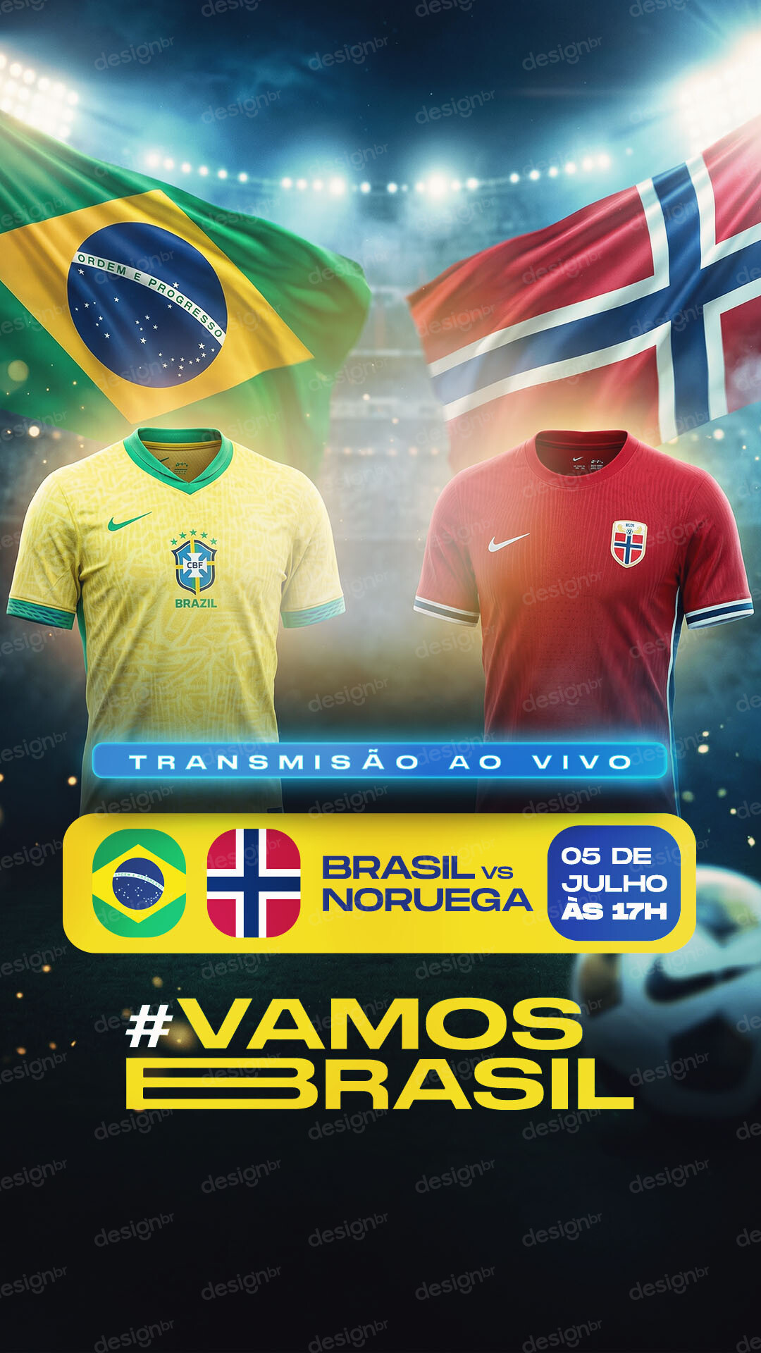 Flyer Brasil Rumo ao Hexa Brasil x Noruega Transmição Ao Vivo Story PSD Editável Flyer Brasil Rumo ao Hexa Brasil x Noruega Transmição Ao Vivo Story PSD Editável - Flyers - Copa Mundo; Brasil; Futebol; S...