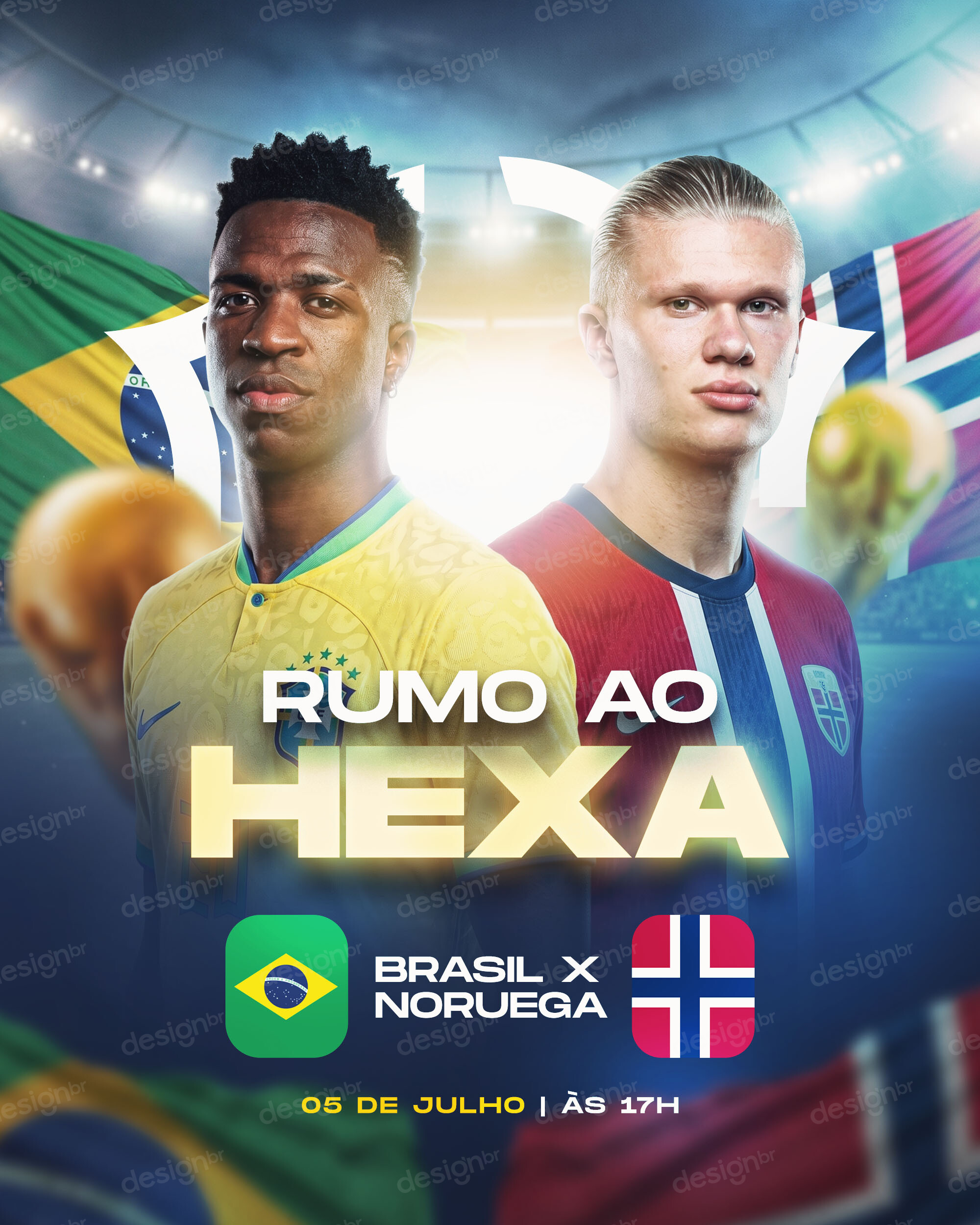 Flyer Brasil Rumo ao Hexa Brasil x Noruega Transmição Ao Vivo PSD Editável Flyer Brasil Rumo ao Hexa Brasil x Noruega Transmição Ao Vivo PSD Editável - Flyers - Copa Mundo; Brasil; Futebol; Seleção...