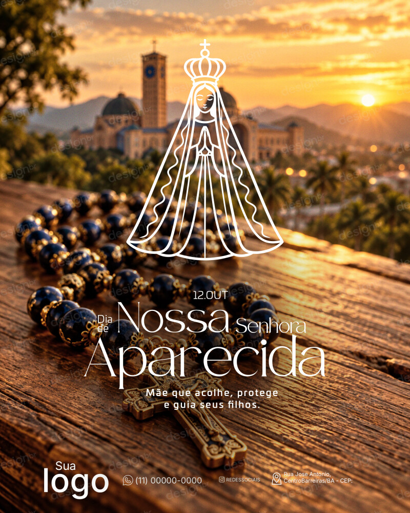 Dia de Nossa Senhora Aparecida 12 de Outubro Social Media PSD Editável Dia de Nossa Senhora Aparecida 12 de Outubro Social Media PSD Editável - Coleção - Nossa Senhora; Santa; Padroeira Brasil;...