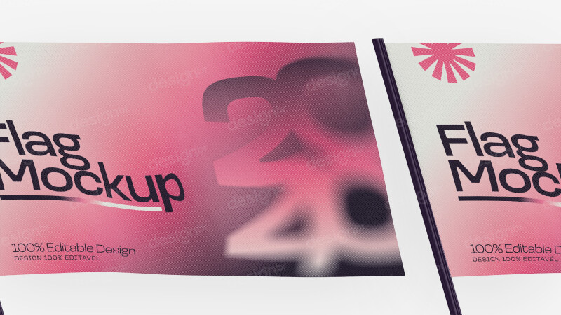 Mockup de Bandeira Publicitária PSD Editável