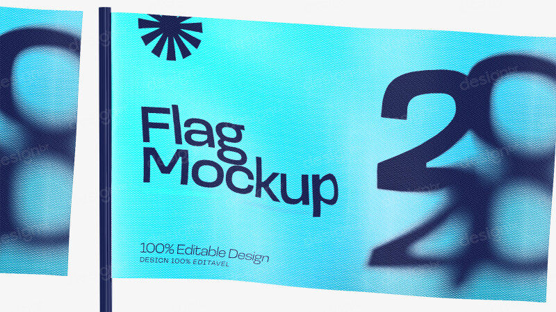 Mockup de Bandeira Publicitária PSD Editável