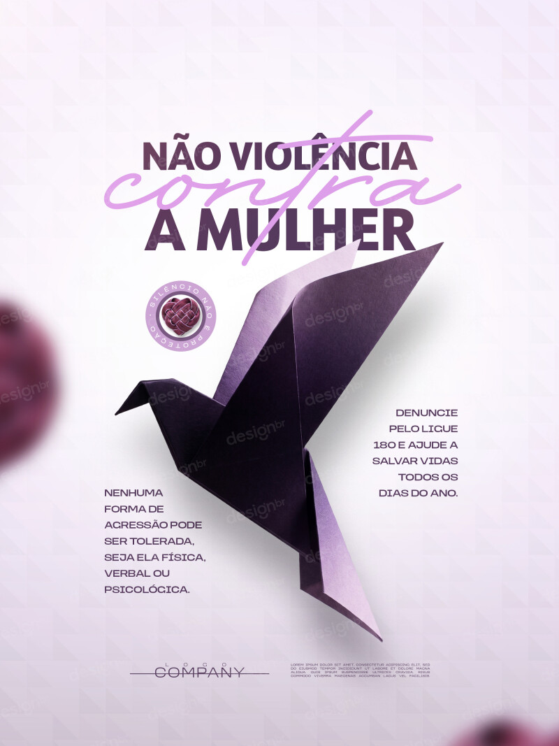 Não Violência Contra a Mulher Origami Roxo Social Media PSD Editável Não Violência Contra a Mulher Origami Roxo Social Media PSD Editável - Social Media - Violência; Combate Violência; Violên...