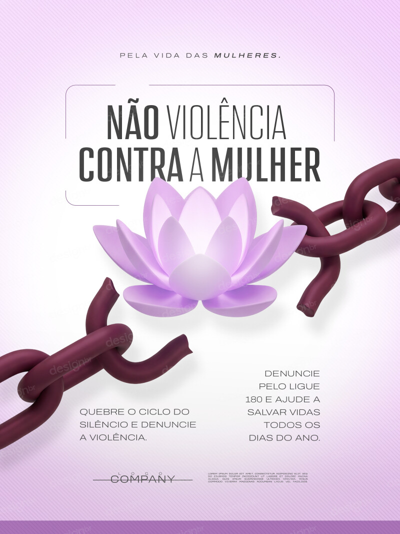 Não Violência Contra a Mulher Lótus Corrente Social Media PSD Editável Não Violência Contra a Mulher Lótus Corrente Social Media PSD Editável - Social Media - Violência; Combate Violência; Viol...