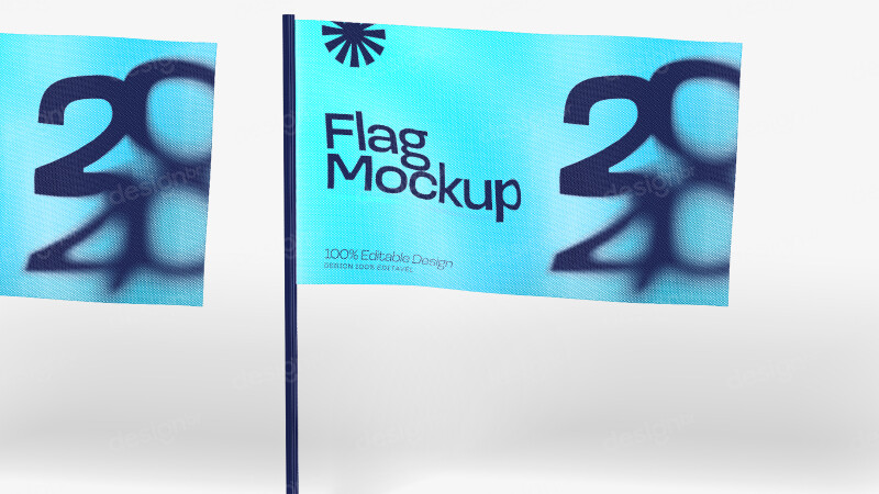 Mockup de Bandeira Publicitária PSD Editável