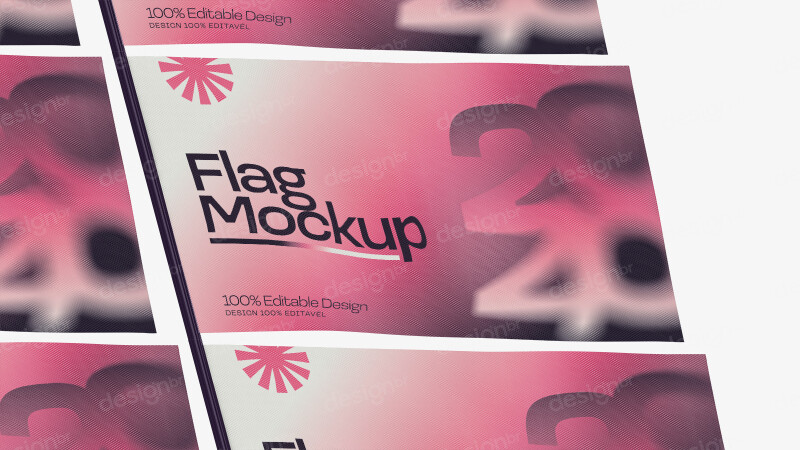Mockup de Bandeira Publicitária PSD Editável