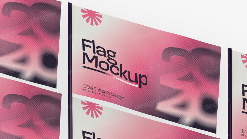 Mockup de Bandeira Publicitária PSD Editável