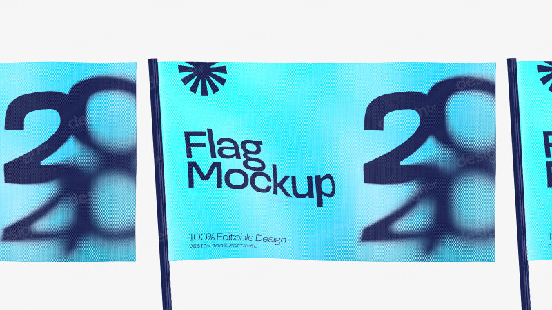 Mockup de Bandeira Publicitária PSD Editável