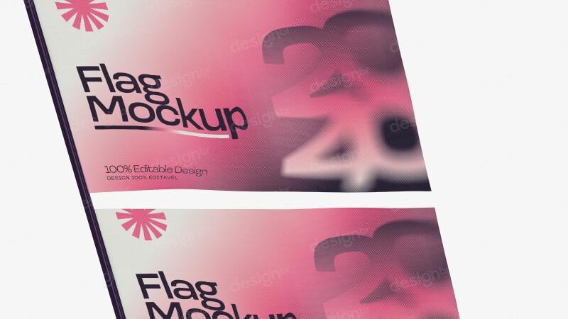 Mockup de Bandeira Publicitária PSD Editável