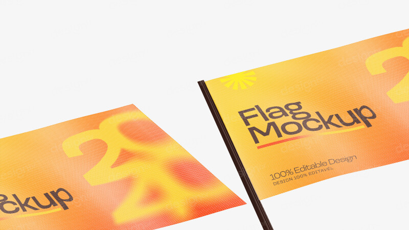 Mockup de Bandeira Publicitária PSD Editável