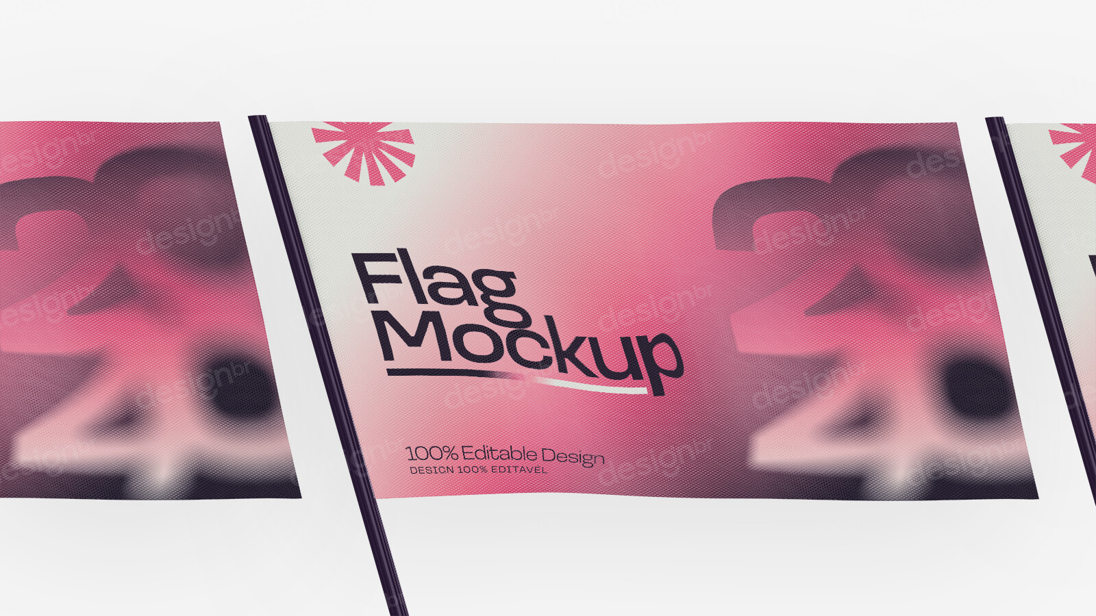 Mockup de Bandeira Publicitária PSD Editável