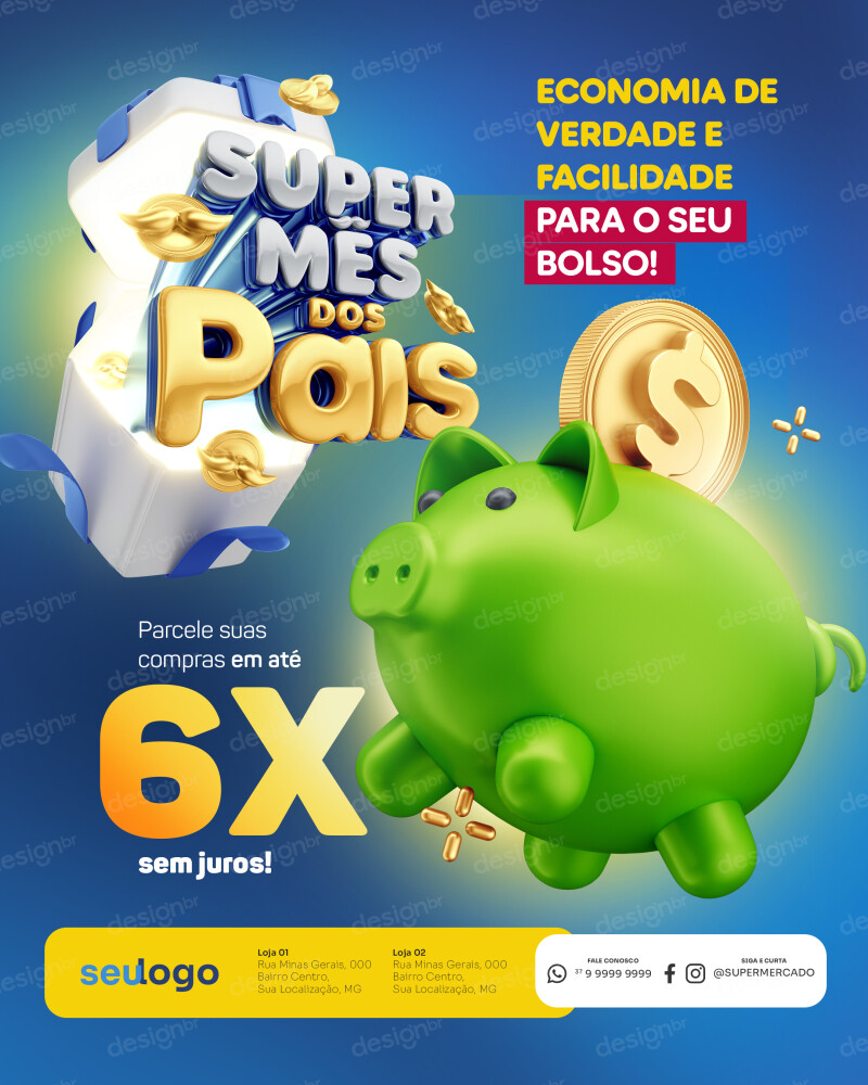 Economia de Verdade Super Mês Dos Pais Supermercado Social Media PSD Editável Economia de Verdade Super Mês Dos Pais Supermercado Social Media PSD Editável - Coleção - Oferta Pais; Dia Pais; Pai; Supe...