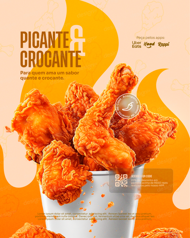 Picante e Crocante Frango Frito Social Media Figma Editável Picante e Crocante Frango Frito Social Media Figma Editável - Social Media - Frango Frito; Frango Crocante; Frango Deliver...