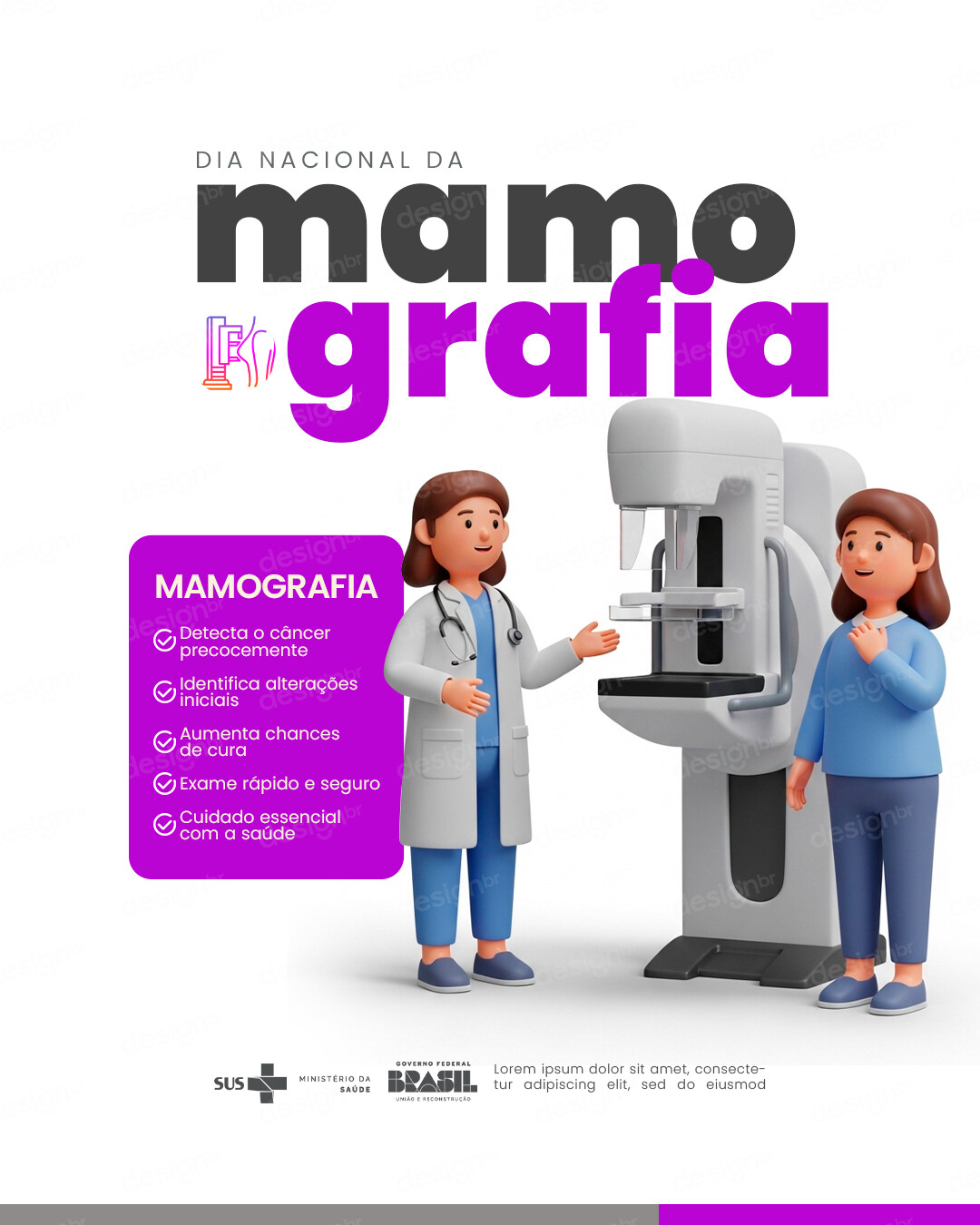 Post Dia Nacional da Mamografia Social Media PSD Editável Post Dia Nacional da Mamografia Social Media PSD Editável - Social Media - Mamografia; Exame Preventivo; Saúde Mulher; Pre...
