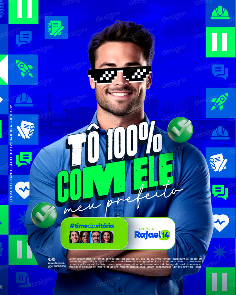 Social Media Post Política Eleições Tô 100 % Com Ele PSD Editavel Social Media Post Política Eleições Tô 100 % Com Ele PSD Editavel - Social Media - Campanha Política; Deputado Estadual; P...