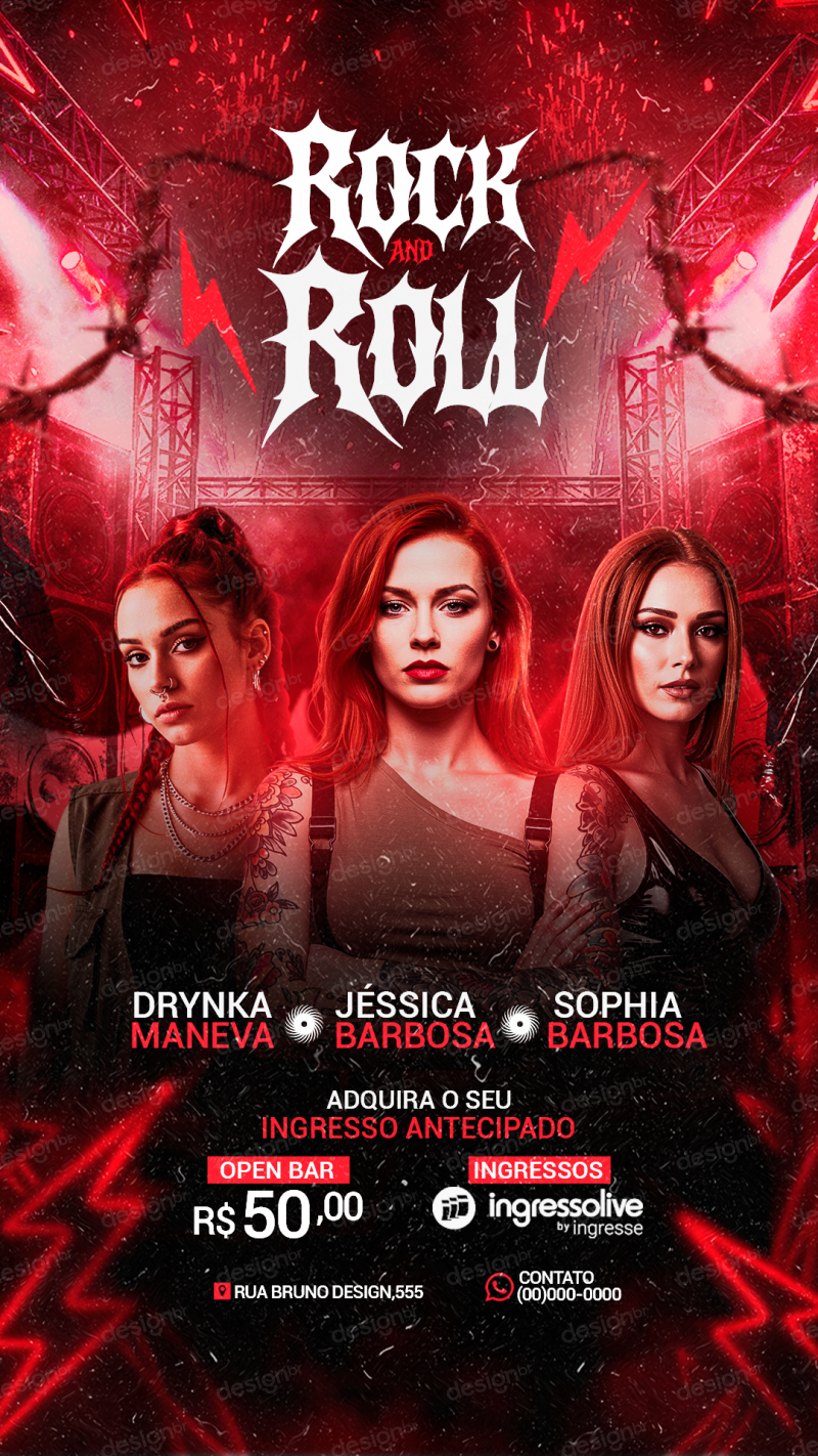 Rock and Roll Flyer Social Media PSD Editável Rock and Roll Flyer Social Media PSD Editável - Flyers - Rock and Roll; Rock; Música; Show; Evento; Band...