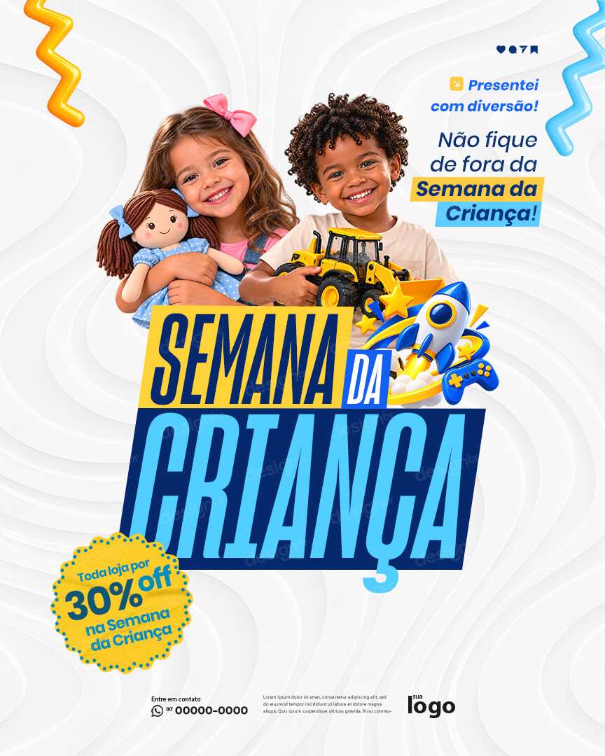 Ofertas Semana da Criança Social Media PSD Editável Ofertas Semana da Criança Social Media PSD Editável - Coleção - Semana Criança; Dia Criança; Feliz Criança; Ofe...