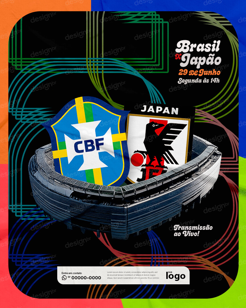 Jogo da Copa do Mundo Brasil x Japão Social Media PSD Editável Jogo da Copa do Mundo Brasil x Japão Social Media PSD Editável - Flyers - Copa Mundo; Brasil; Futebol; Seleção Brasileira...