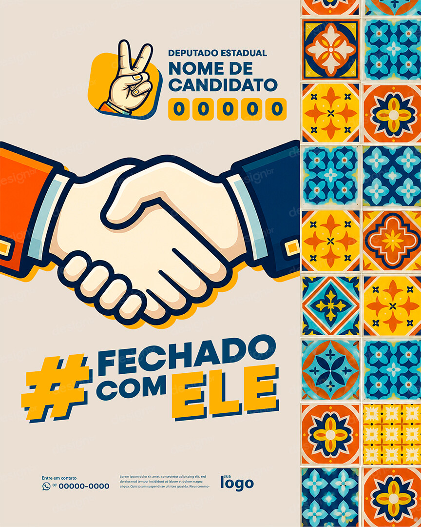 Campanha Eleitoral Política Eleição Fechaod com Ele Social Media PSD Editável Campanha Eleitoral Política Eleição Fechaod com Ele Social Media PSD Editável - Coleção - Campanha Política; Deputado Esta...