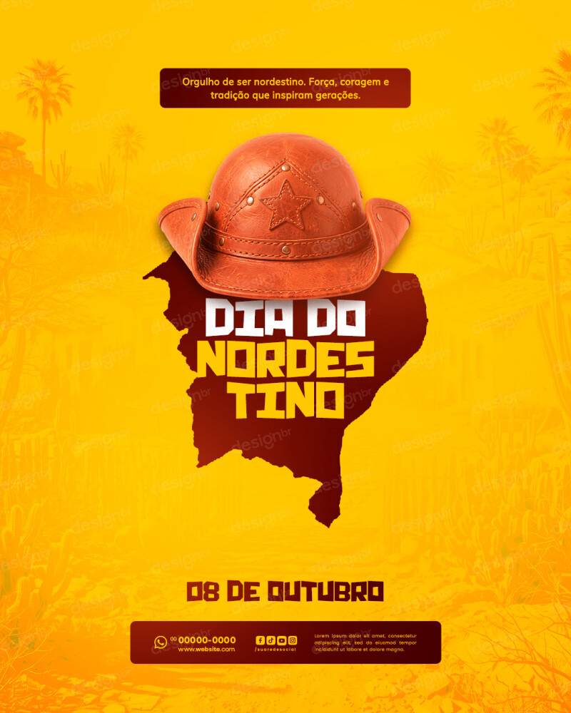 Dia do Nordestino 08 de Outubro Social Media PSD Editável Dia do Nordestino 08 de Outubro Social Media PSD Editável - Flyers - Dia Nordestino; Povo Nordestino; Nordeste; Trad...