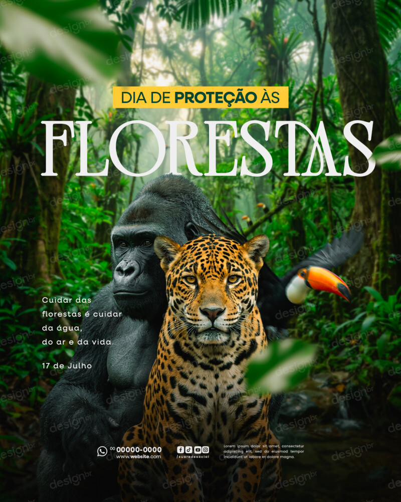Dia de Proteção às Florestas 17 de Julho Feed Social Media PSD Editável Dia de Proteção às Florestas 17 de Julho Feed Social Media PSD Editável - Flyers - Proteção Florestas; Florestas; Meio Amb...