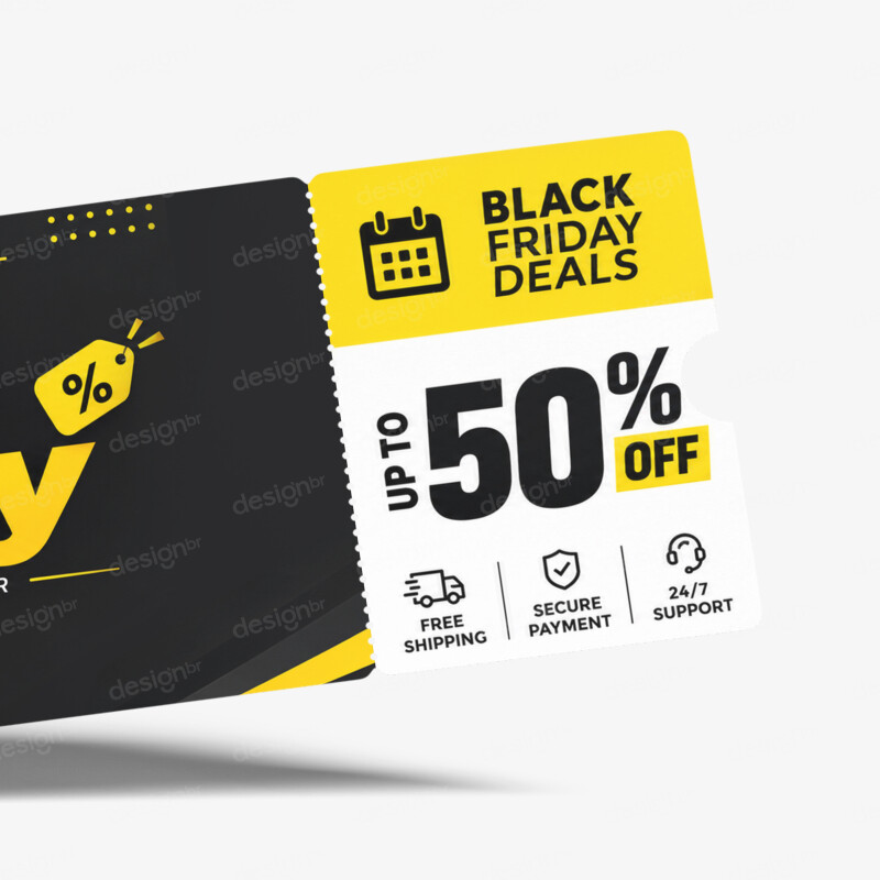 Ticket Mockup PSD Editável