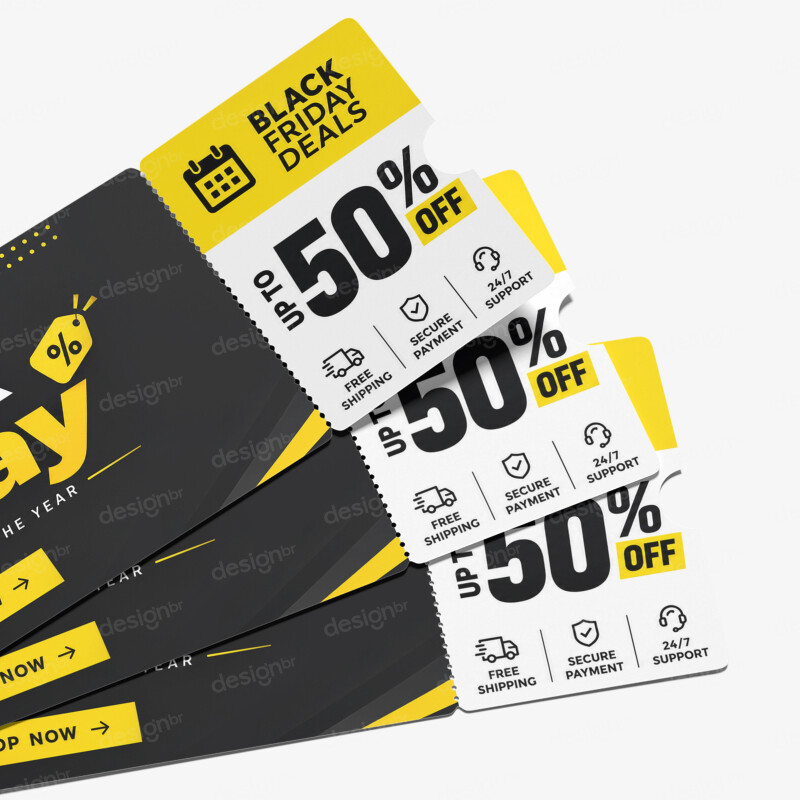 Ticket Mockup PSD Editável