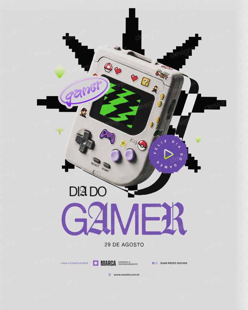 Social Media Dia Internacional do Gamer Estilo Retrô 29 de Agosto PSD Editável Social Media Dia Internacional do Gamer Estilo Retrô 29 de Agosto PSD Editável - Social Media - Dia Gamer; Gamer; Pixel Ar...