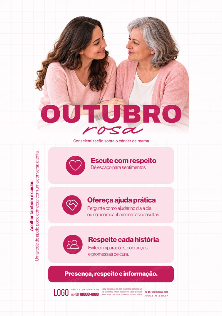 Outubro Rosa Folder A5 de Conscientização e Prevenção ao Câncer de Mama PSD Editável Outubro Rosa Folder A5 de Conscientização e Prevenção ao Câncer de Mama PSD Editável - Social Media - Outubro Rosa; Câncer...
