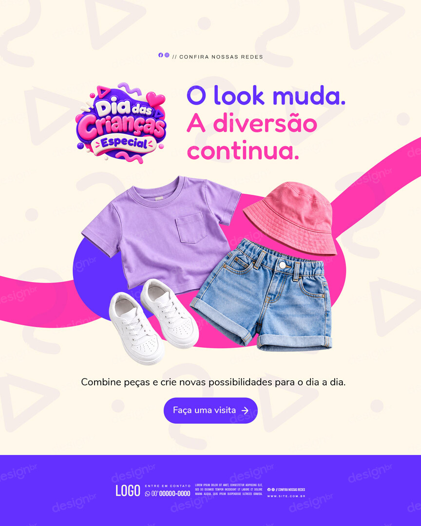 Ofertas Dia das Crianças Loja de Roupa Infantil Social Media PSD Editável Ofertas Dia das Crianças Loja de Roupa Infantil Social Media PSD Editável - Coleção - Loja Roupas; Moda Infantil; Roupas I...