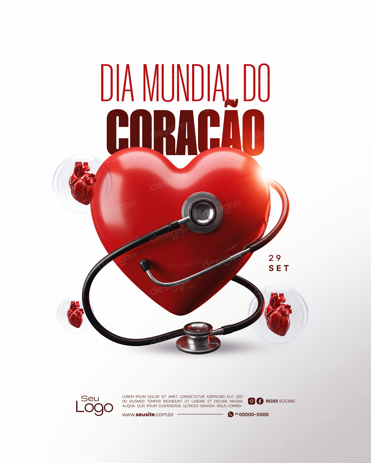 Dia Mundial do Coração 29 de Setembro Social Media PSD Editável Dia Mundial do Coração 29 de Setembro Social Media PSD Editável - Social Media - Dia Coração; Coração; Conscientização; Ca...