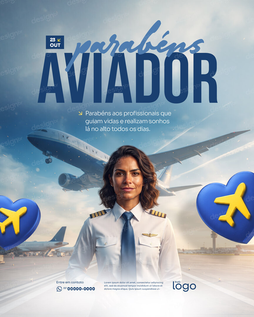 Dia do Aviador 22 de Outubro Social Media PSD Editável Dia do Aviador 22 de Outubro Social Media PSD Editável - Social Media - Dia Aviador; Aviação; Piloto Avião; Aeronave; A...