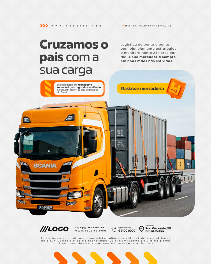 Transportadora de Cargas Social Media PSD Editável Transportadora de Cargas Social Media PSD Editável - Coleção - Transportadora; Logística; Entrega; Mercadoria;...