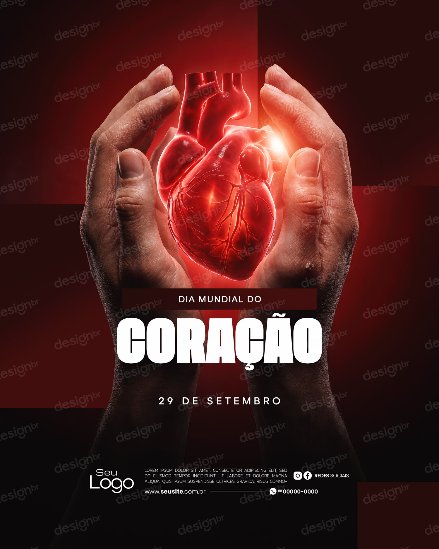 Dia Mundial do Coração 29 de Setembro Social Media PSD Editável Dia Mundial do Coração 29 de Setembro Social Media PSD Editável - Social Media - Dia Coração; Coração; Conscientização; Ca...