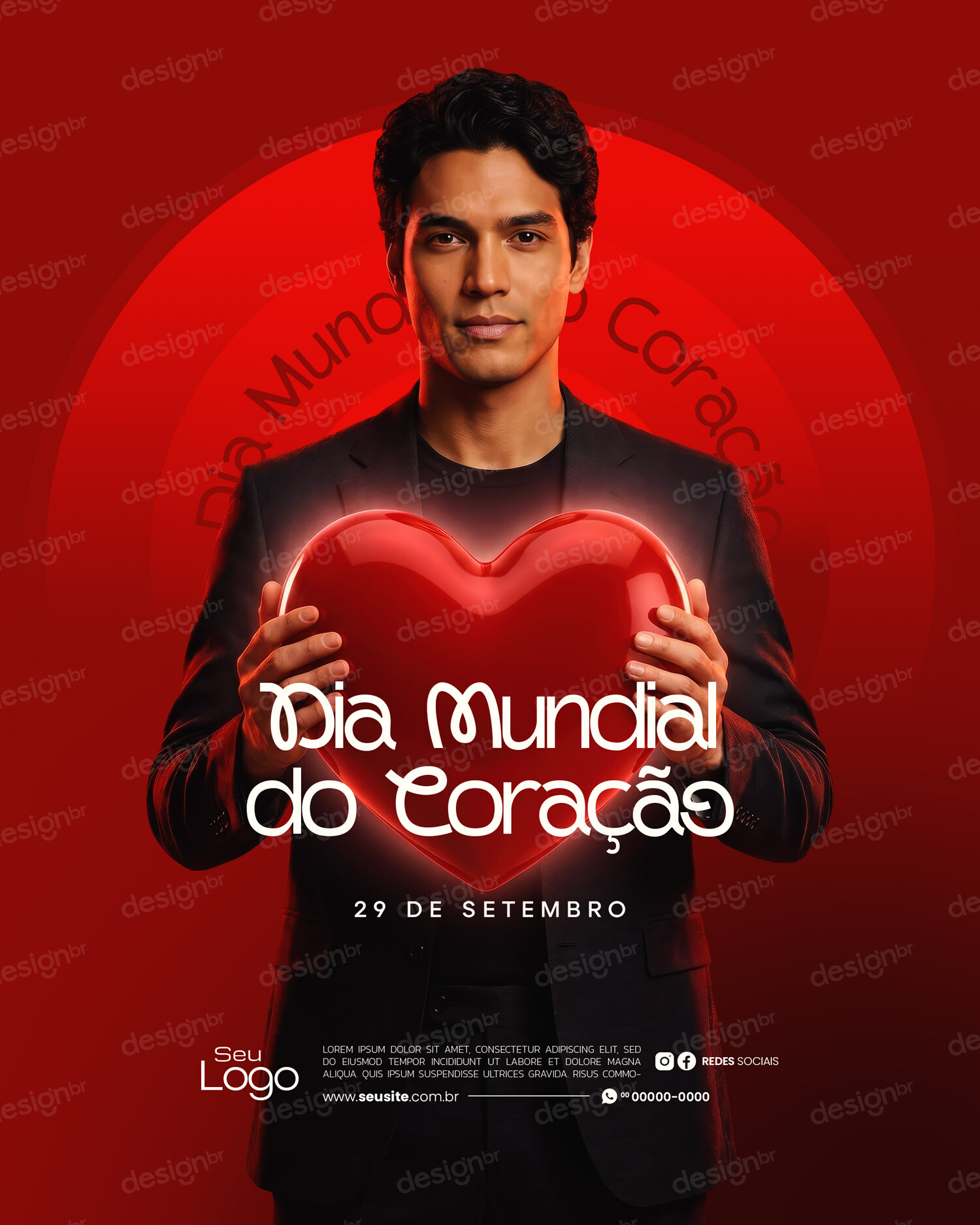 Dia Mundial do Coração 29 de Setembro Social Media PSD Editável Dia Mundial do Coração 29 de Setembro Social Media PSD Editável - Social Media - Dia Coração; Coração; Conscientização; Ca...