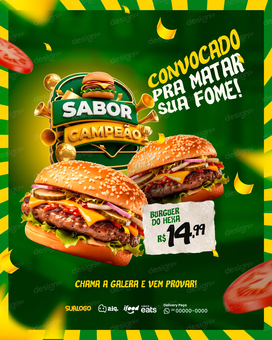 Convado para Matar a Fome Hamburgueria Social Media PSD Editável Convado para Matar a Fome Hamburgueria Social Media PSD Editável - Social Media - Hamburgueria; Hamburguer; Copa Mundo; To...